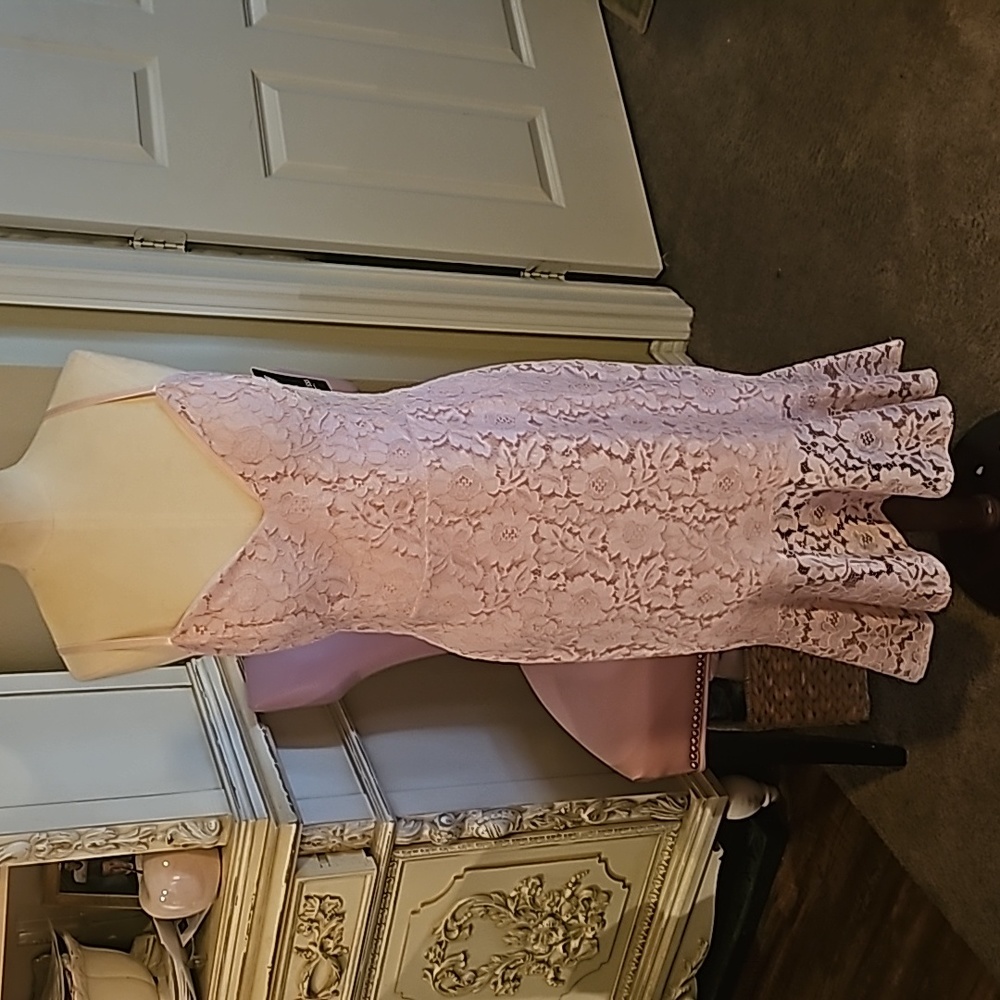 GUESS rose quartz pink lace dress size 14